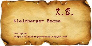 Kleinberger Becse névjegykártya